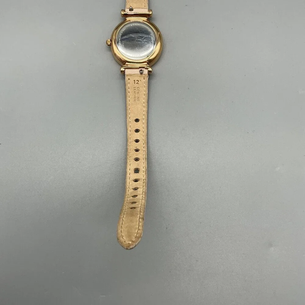 Fossil ES4099 Womens Watch 28mm White Rose Gold Tone Beige Leather New Battery